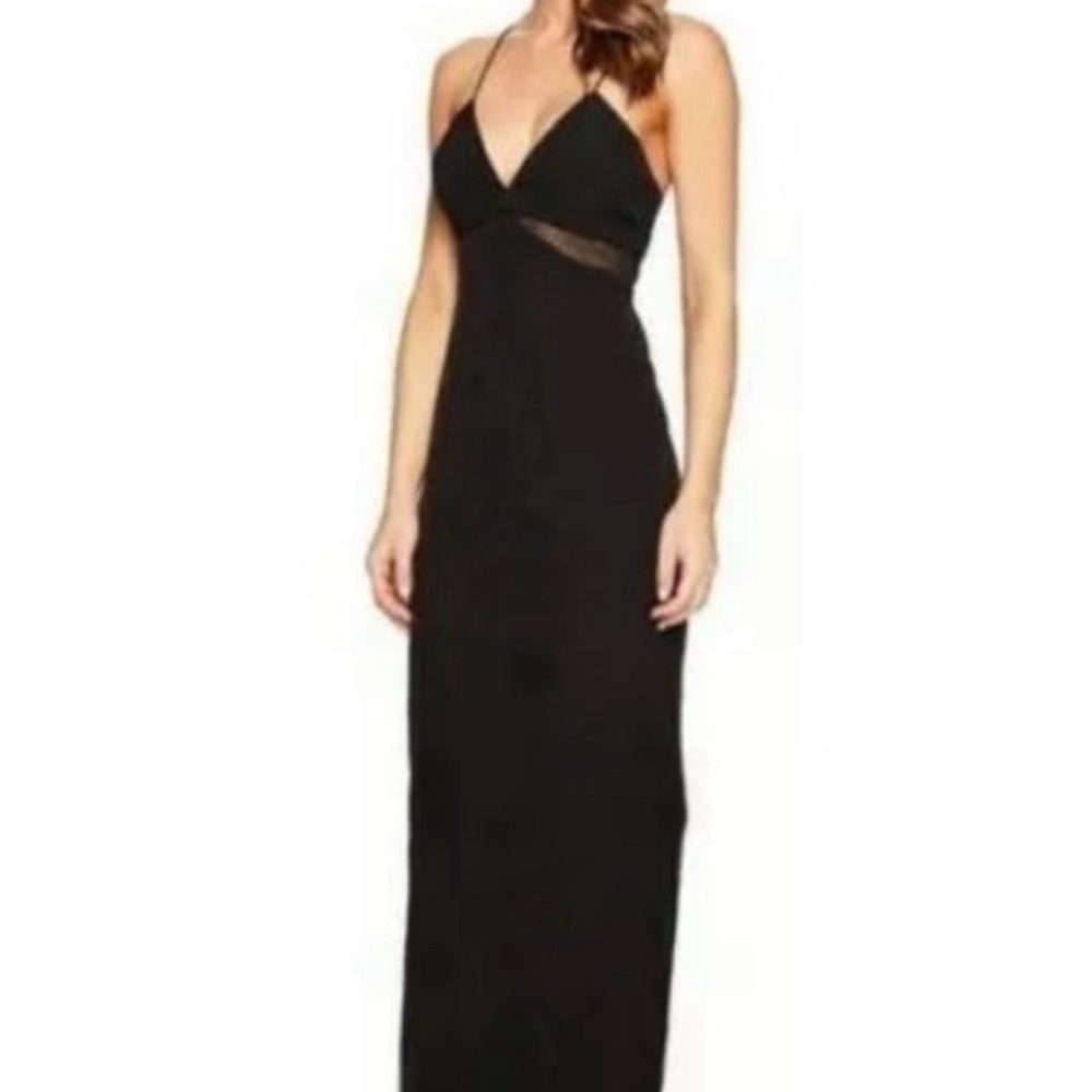 Aidon Mattox black gown Perfect Size 6. Spaghetti cross straps. Lace beading.